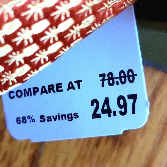 Tommy Bahama NWT men's bright orange & gold tie. - Picture 3 of 7